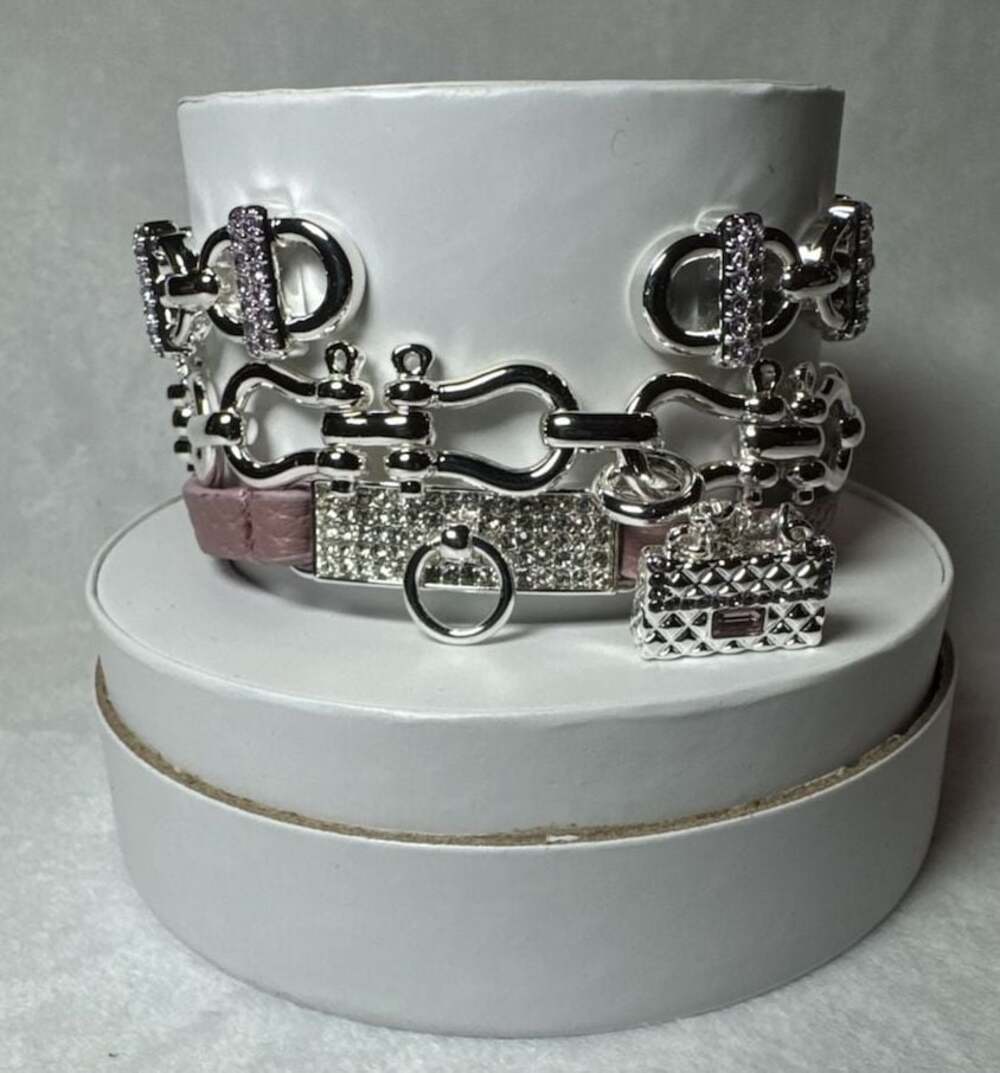 Bomb Party High-Maintenance Chic Lab Created Stones Silver Plated Bracelet Stack